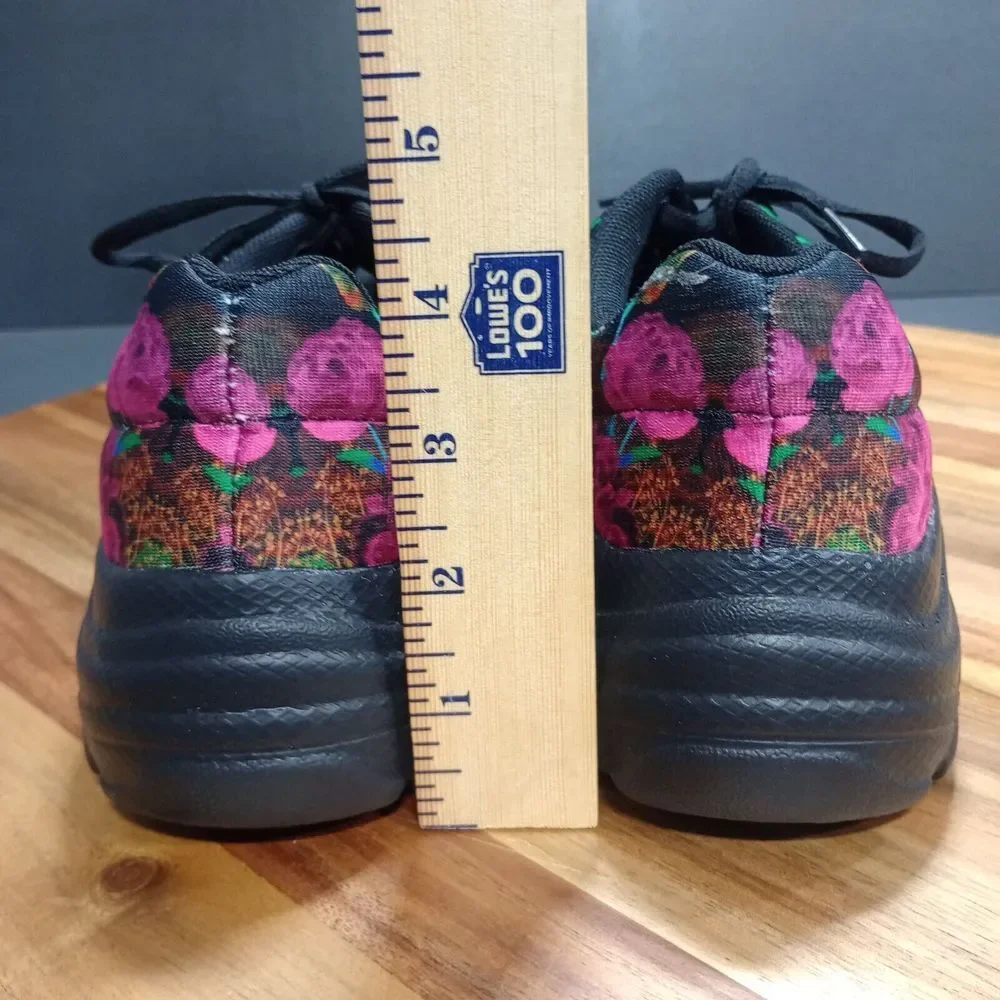Yes We Vibe Sneakers‎ Shoes Womens Sz 7 M Floral Butteryfly Lace Up Colorful